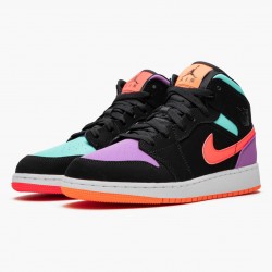 Nike Air Jordan 1 Mid "Candy" Sort/Total Orange 554725 083 Dame/Herre 