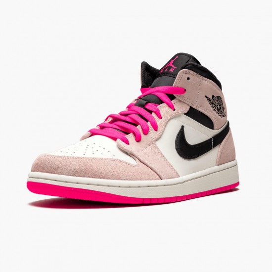 Nike Air Jordan 1 Mid Crimson Tint Crimson Tint/Hyper Lyserød-Sort 852542 801 Dame/Herre