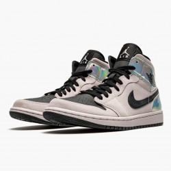 Nike Air Jordan 1 Mid Dirty Powder "Iridescent" Barely Rose/Sort/Multi BQ6472 602 Dame/Herre 