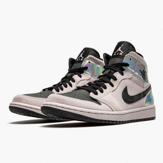 Nike Air Jordan 1 Mid Dirty Powder Iridescent Barely Rose/Sort/Multi BQ6472 602 Dame/Herre