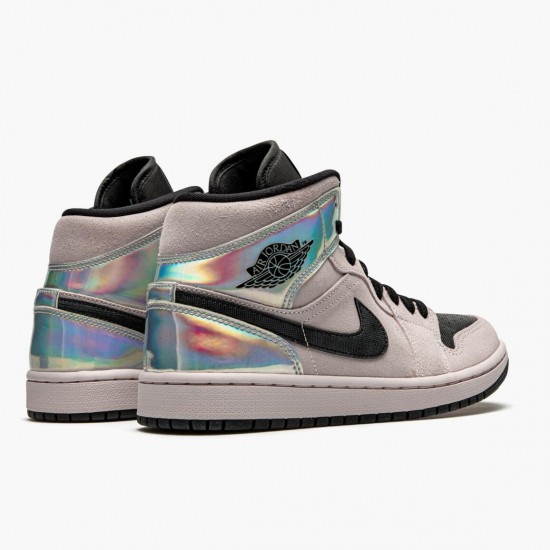 Nike Air Jordan 1 Mid Dirty Powder Iridescent Barely Rose/Sort/Multi BQ6472 602 Dame/Herre