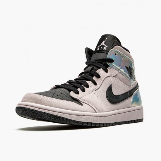 Nike Air Jordan 1 Mid Dirty Powder Iridescent Barely Rose/Sort/Multi BQ6472 602 Dame/Herre