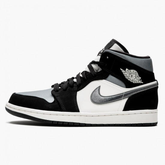 Nike Air Jordan 1 Mid Satin Grey Toe Sort/Anthracite-Sail 852542 011