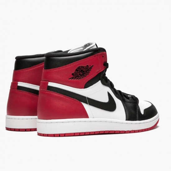 Nike Air Jordan 1 Retro High Black Toe Hvid/Sort-Gym Rød 555088 184 Herre