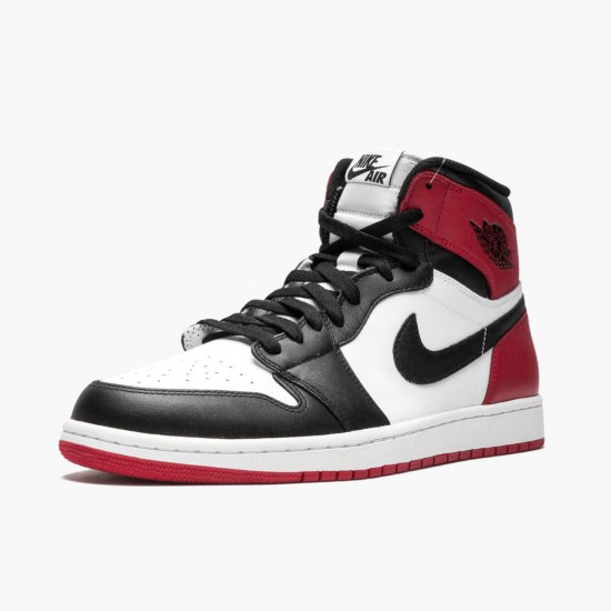 Nike Air Jordan 1 Retro High Black Toe Hvid/Sort-Gym Rød 555088 184 Herre