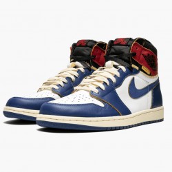 Nike Air Jordan 1 Retro High Union Los Angeles "Storm Blue" Hvid/Stormblue-Varsity Rød BV1300 146 Herre 