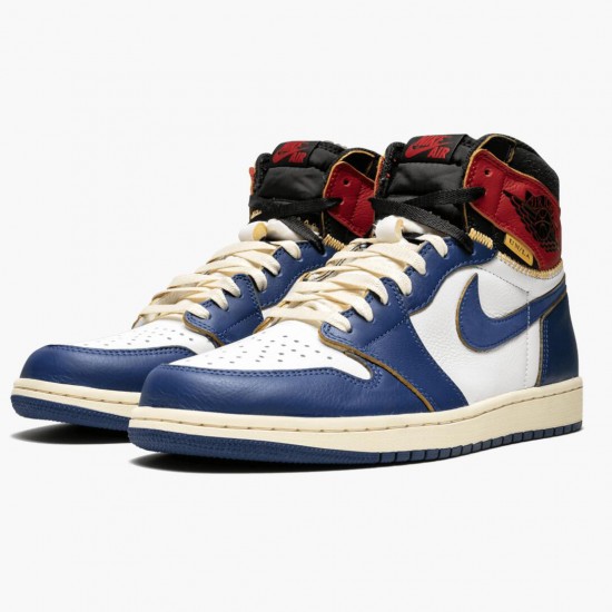 Nike Air Jordan 1 Retro High Union Los Angeles Storm Blue Hvid/Stormblue-Varsity Rød BV1300 146 Herre