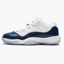 Nike Air Jordan 11 Low "Navy Snakeskin" Herre CD6847 102 Hvid Sort-Flåde