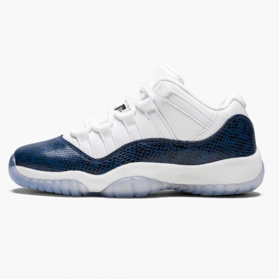 Nike Air Jordan 11 Low Navy Snakeskin Herre CD6847 102 Hvid Sort-Flåde