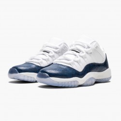 Nike Air Jordan 11 Low "Navy Snakeskin" Herre CD6847 102 Hvid Sort-Flåde