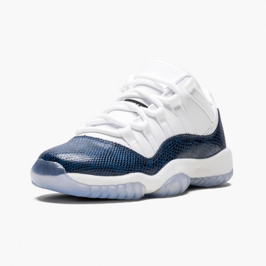 Nike Air Jordan 11 Low Navy Snakeskin Herre CD6847 102 Hvid Sort-Flåde