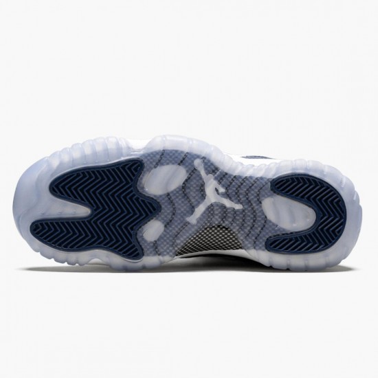 Nike Air Jordan 11 Low Navy Snakeskin Herre CD6847 102 Hvid Sort-Flåde