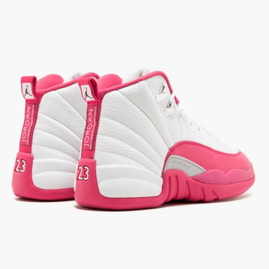 Nike Air Jordan 12 Retro Dynamic Pink Dame 510815 109 Hvid/Vivid Lyserød-Mtllc Silver