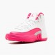 Nike Air Jordan 12 Retro Dynamic Pink Dame 510815 109 Hvid/Vivid Lyserød-Mtllc Silver