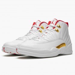 Nike Air Jordan 12 Retro "FIBA" Dame/Herre 130690 107 Hvid/University Rød/Metallic