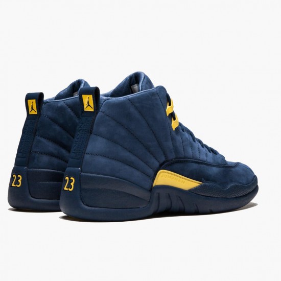 Nike Air Jordan 12 Retro Michigan Herre BQ3180 407 College Flåde/Amarillo