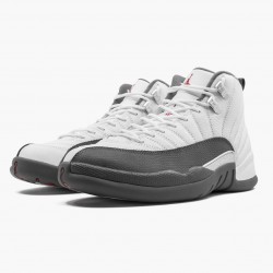 Nike Air Jordan 12 Retro Hvid "Dark Grey" Herre 130690 160 Hvid/Dark Grå-Gym Rød