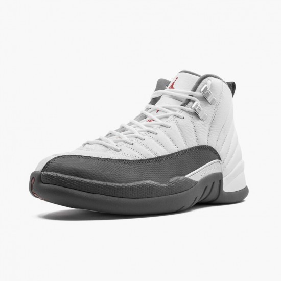 Nike Air Jordan 12 Retro Hvid Dark Grey Herre 130690 160 Hvid/Dark Grå-Gym Rød