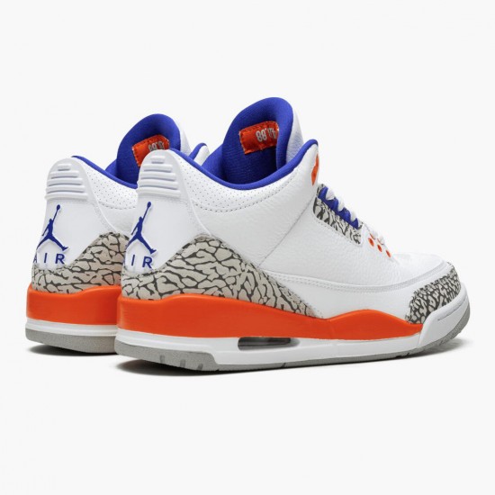 Nike Air Jordan 3 Retro Knicks Dame/Herre 136064 148 Hvid/Old Royal University Ora