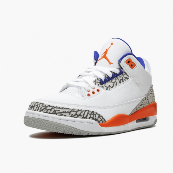 Nike Air Jordan 3 Retro Knicks Dame/Herre 136064 148 Hvid/Old Royal University Ora