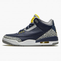 Nike Air Jordan 3 Retro "Michigan" Herre 820064 Sort/University Guld-Cement G 