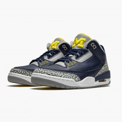 Nike Air Jordan 3 Retro "Michigan" Herre 820064 Sort/University Guld-Cement G 