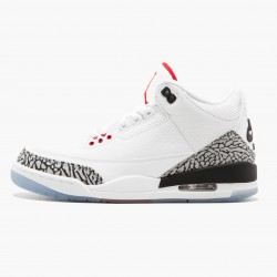 Nike Air Jordan 3 Retro NRG "Mocha" Herre 923096 101 Hvid/Fire Rød-Cement Grå 