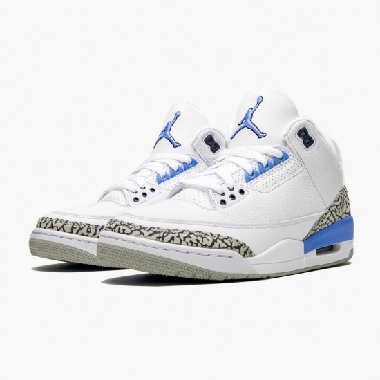 Nike Air Jordan 3 Retro UNC Dame/Herre CT8532 104 Hvid/Valor Blå-Tech Grå