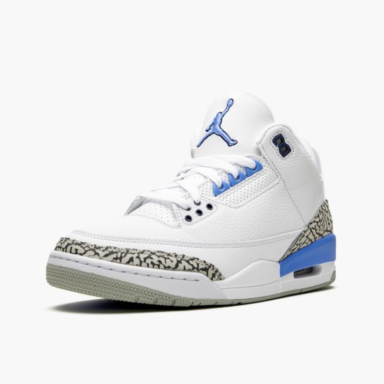 Nike Air Jordan 3 Retro UNC Dame/Herre CT8532 104 Hvid/Valor Blå-Tech Grå