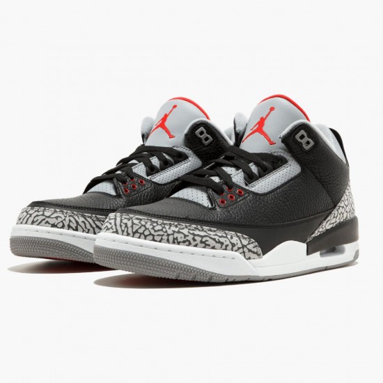 Nike Air Jordan 3 Retro OG Black/Cement Sort/Fire Rød-Cement Grå 854262 001 Aj3