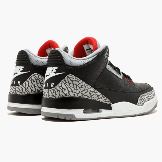 Nike Air Jordan 3 Retro OG Black/Cement Sort/Fire Rød-Cement Grå 854262 001 Aj3