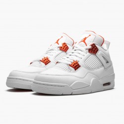 Nike Air Jordan 4 Retro "Metallic Orange" Dame/Herre CT8527 118 Hvid/Team Orange-Metallic Sil 