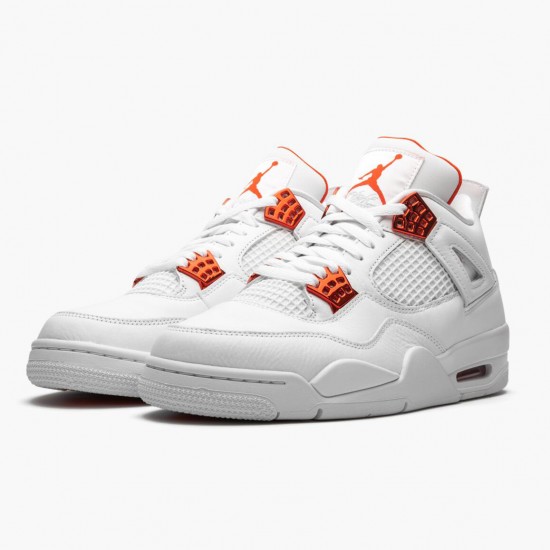 Nike Air Jordan 4 Retro Metallic Orange Dame/Herre CT8527 118 Hvid/Team Orange-Metallic Sil