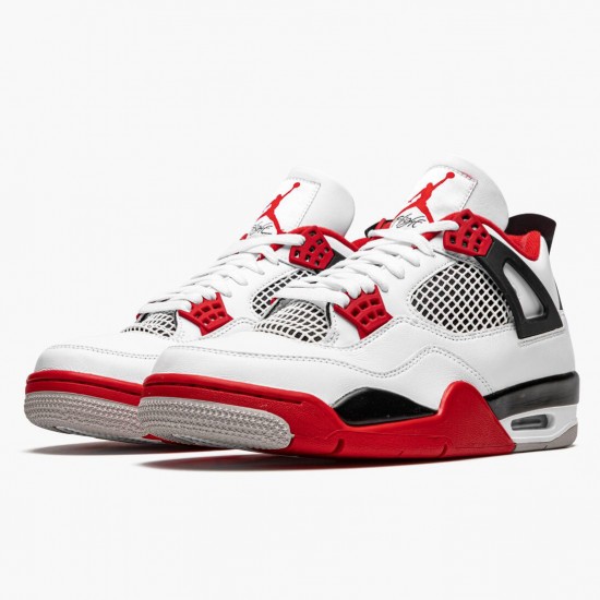 Nike Air Jordan 4 Retro OG Fire Red 2020 Herre Hvid/Fire Rød-Sort-Tech Grå DC7770 160