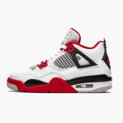 Nike Air Jordan 4 Retro OG GS "Fire Red" 2020 Herre 408452 160 Hvid/Fire Rød-Sort-Tech Grå