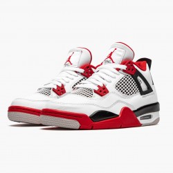 Nike Air Jordan 4 Retro OG GS "Fire Red" 2020 Herre 408452 160 Hvid/Fire Rød-Sort-Tech Grå