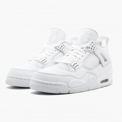 Nike Air Jordan 4 Retro "Pure Money" Dame/Herre 308497 100 Hvid/Metallic Silver 