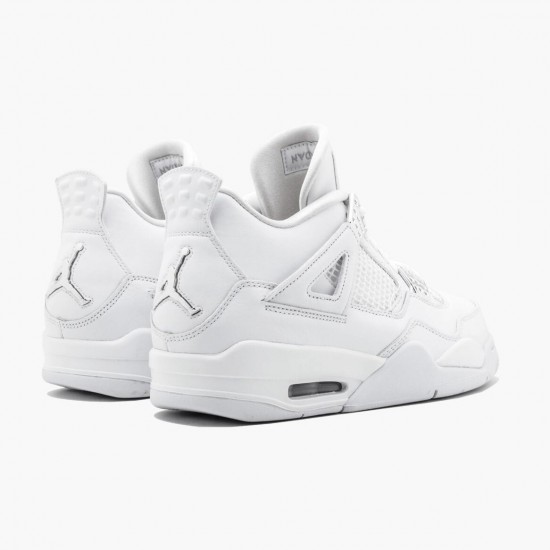 Nike Air Jordan 4 Retro Pure Money Dame/Herre 308497 100 Hvid/Metallic Silver