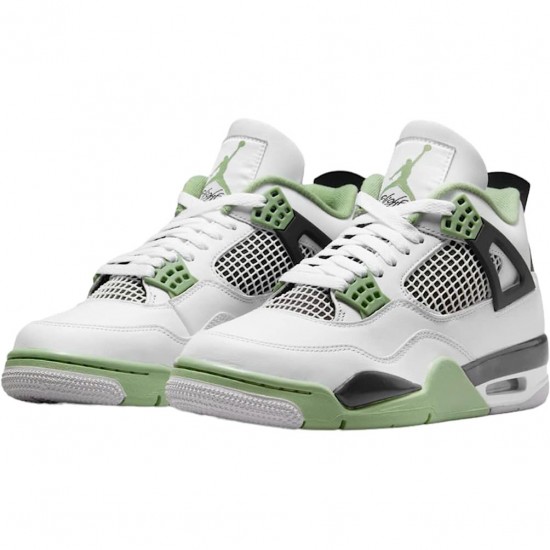 Nike Air Jordan 4 Retro Seafoam Hvid Oil Grøn-Dark Ash AQ9129-103