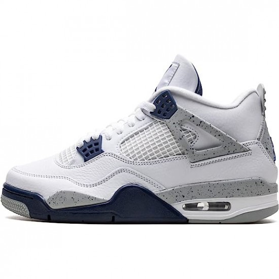 Nike Air Jordan 4 Midnight Flåde Hvid Midnight Flåde Light Smoke Grå-Fire Rød DH6927-140