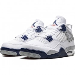 Nike Air Jordan 4 Midnight Flåde Hvid Midnight Flåde Light Smoke Grå-Fire Rød DH6927-140