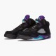 Nike Air Jordan 5 Retro Black Grape Dame/Herre Sort/New Emerald-Grape Ice 136027 007