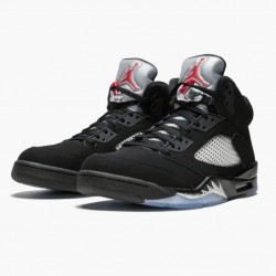 Nike Air Jordan 5 Retro Sort Metallic Dame/Herre Sort/Metallic Silver 845035 003