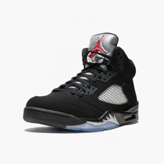 Nike Air Jordan 5 Retro Sort Metallic Dame/Herre Sort/Metallic Silver 845035 003