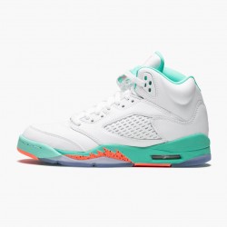 Nike Air Jordan 5 Retro "Light Aqua" Dame/Herre Hvid/Crimson Pulse-Light Aqua 440892 100 