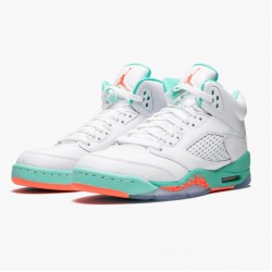 Nike Air Jordan 5 Retro "Light Aqua" Dame/Herre Hvid/Crimson Pulse-Light Aqua 440892 100 