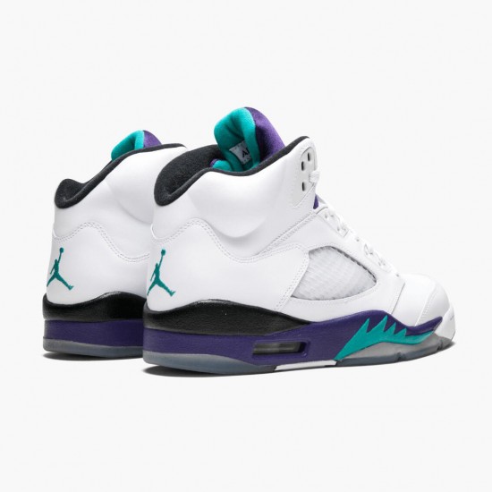 Nike Air Jordan 5 Retro Grape Hvid/New Emerald-Grp Ice-Blk Herre 136027 108