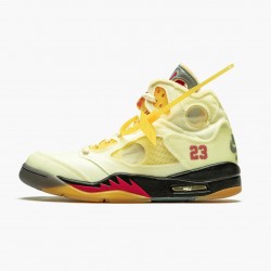 OFF-WHITE x Nike Air Jordan 5 Retro "Sail" Herre Sail/Fire Rød-Muslin-Sort DH8565 100 