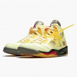 OFF-WHITE x Nike Air Jordan 5 Retro "Sail" Herre Sail/Fire Rød-Muslin-Sort DH8565 100 