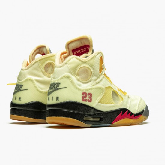 OFF-WHITE x Nike Air Jordan 5 Retro Sail Herre Sail/Fire Rød-Muslin-Sort DH8565 100